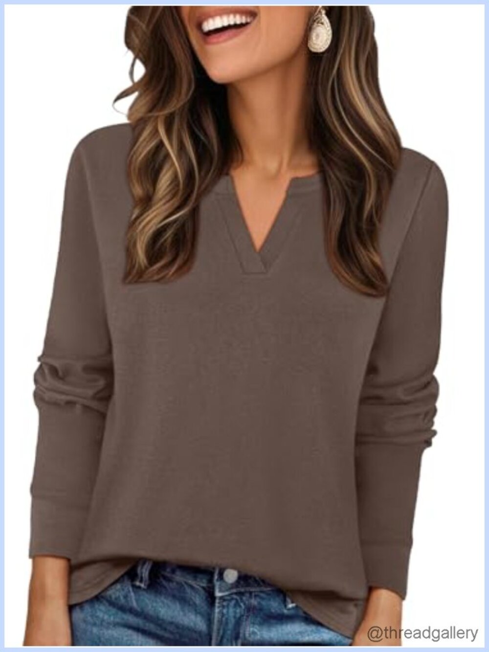 Womens Long Sleeve V Neck Fleece Plaid Top Pullover Casual Fall Winter